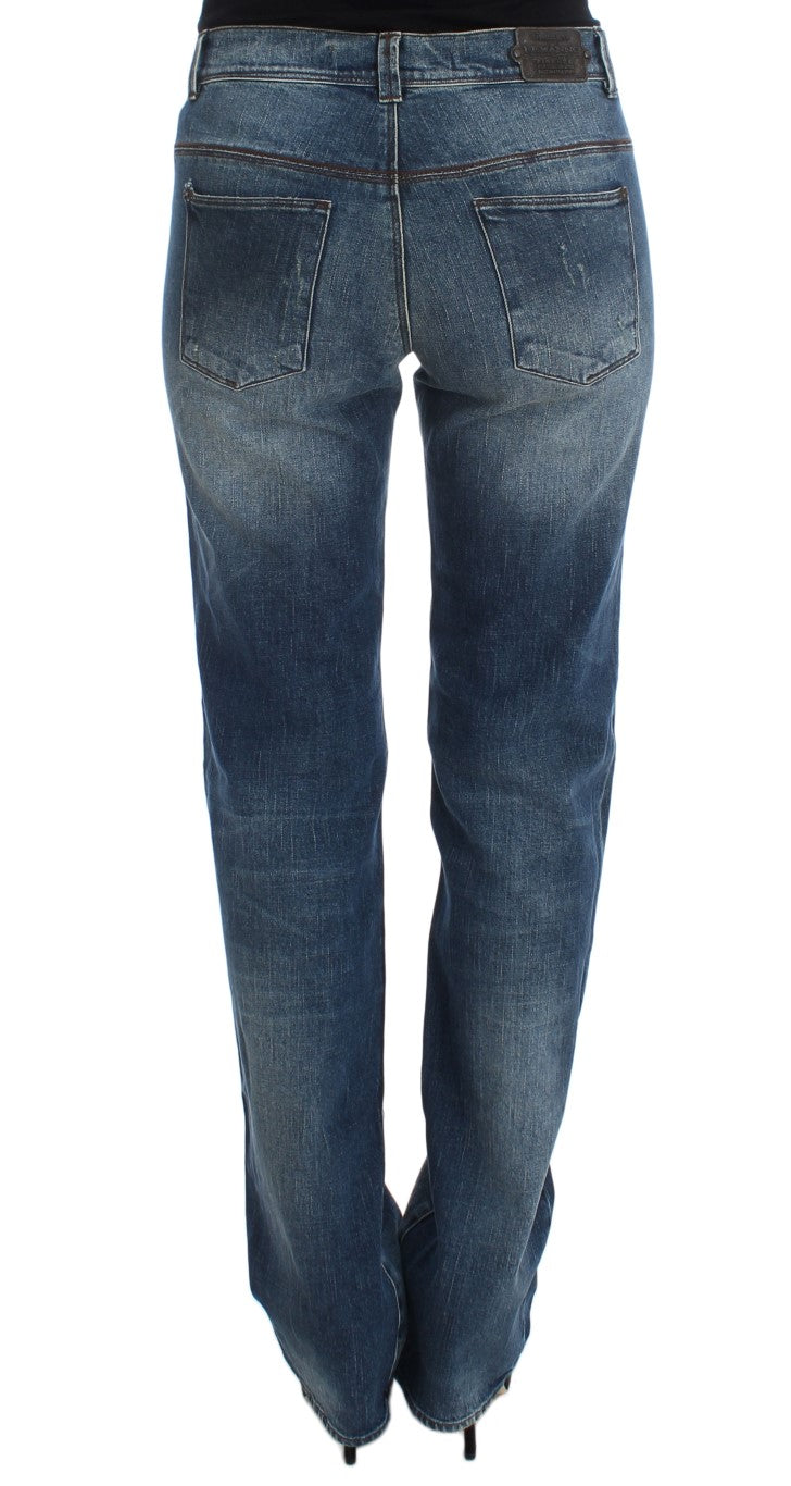 Ermanno Scervino Blue Wash Cotton Blend Slim Fit Jeans Ermanno Scervino