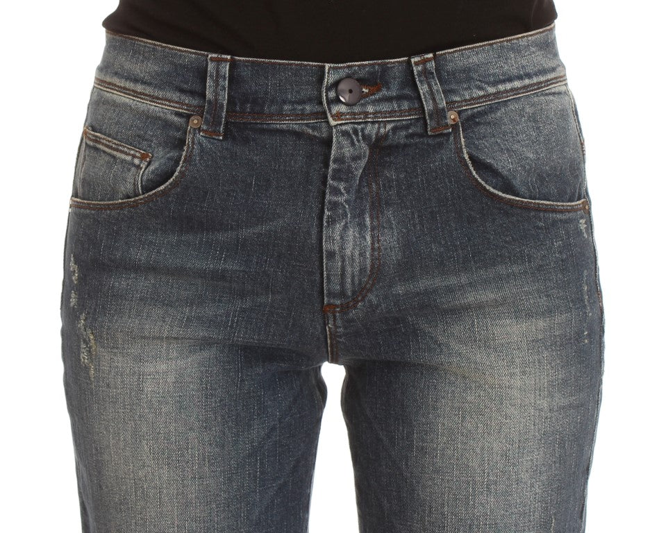 Ermanno Scervino Blue Wash Cotton Blend Slim Fit Jeans Ermanno Scervino