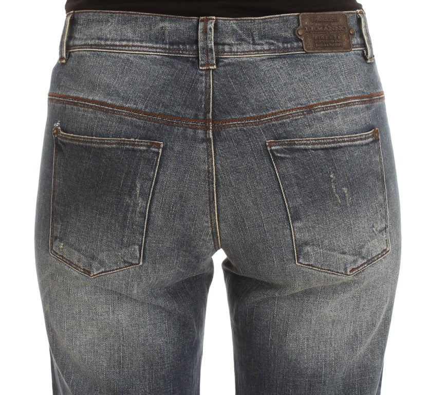 Ermanno Scervino Blue Wash Cotton Blend Slim Fit Jeans Ermanno Scervino