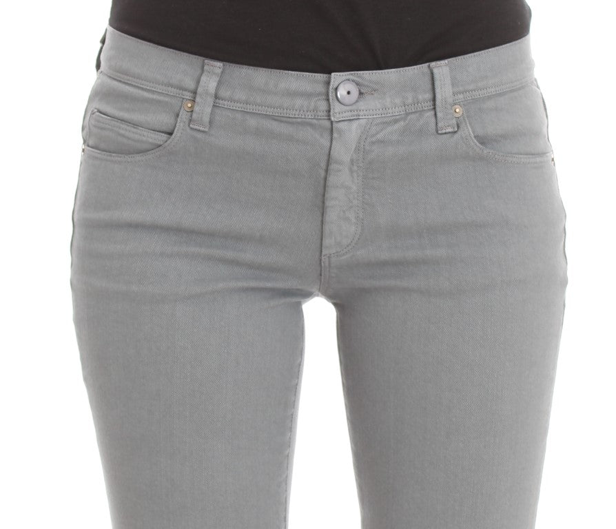 Ermanno Scervino Blue Cotton Blend Slim Fit Bootcut Jeans Ermanno Scervino