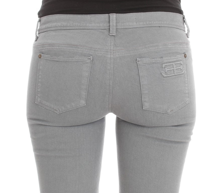 Ermanno Scervino Blue Cotton Blend Slim Fit Bootcut Jeans Ermanno Scervino