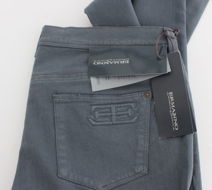 Ermanno Scervino Blue Cotton Blend Slim Fit Bootcut Jeans Ermanno Scervino