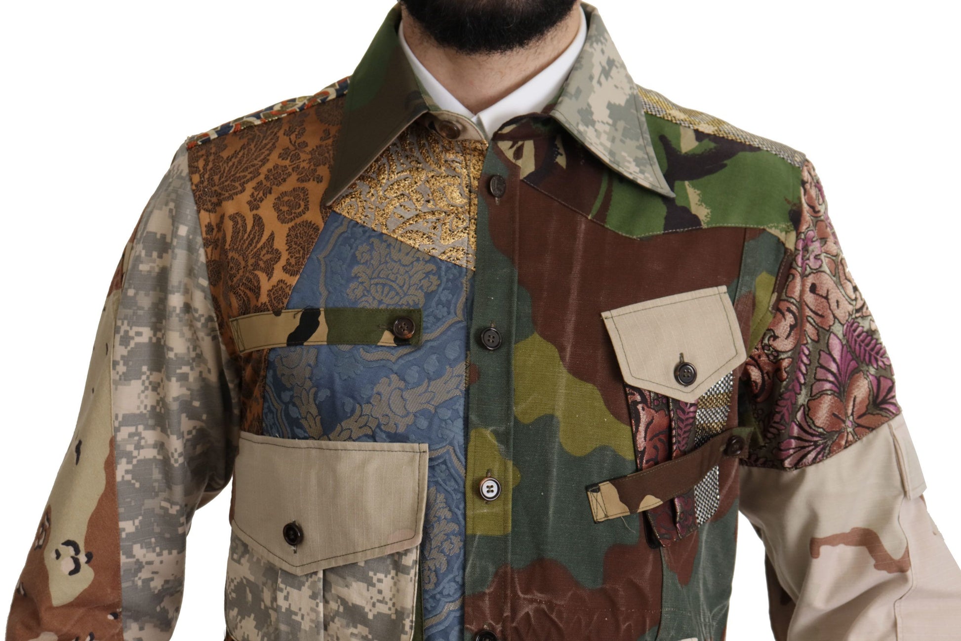 Dolce & Gabbana Multicolor Button Down Patchwork Shirt Dolce & Gabbana