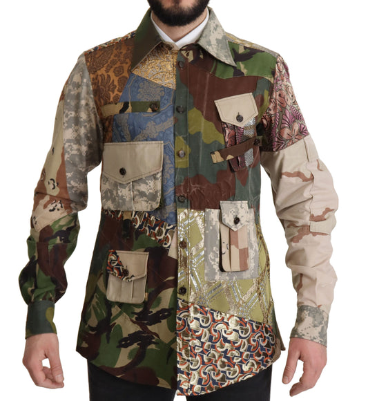 Dolce & Gabbana Multicolor Button Down Patchwork Shirt Dolce & Gabbana