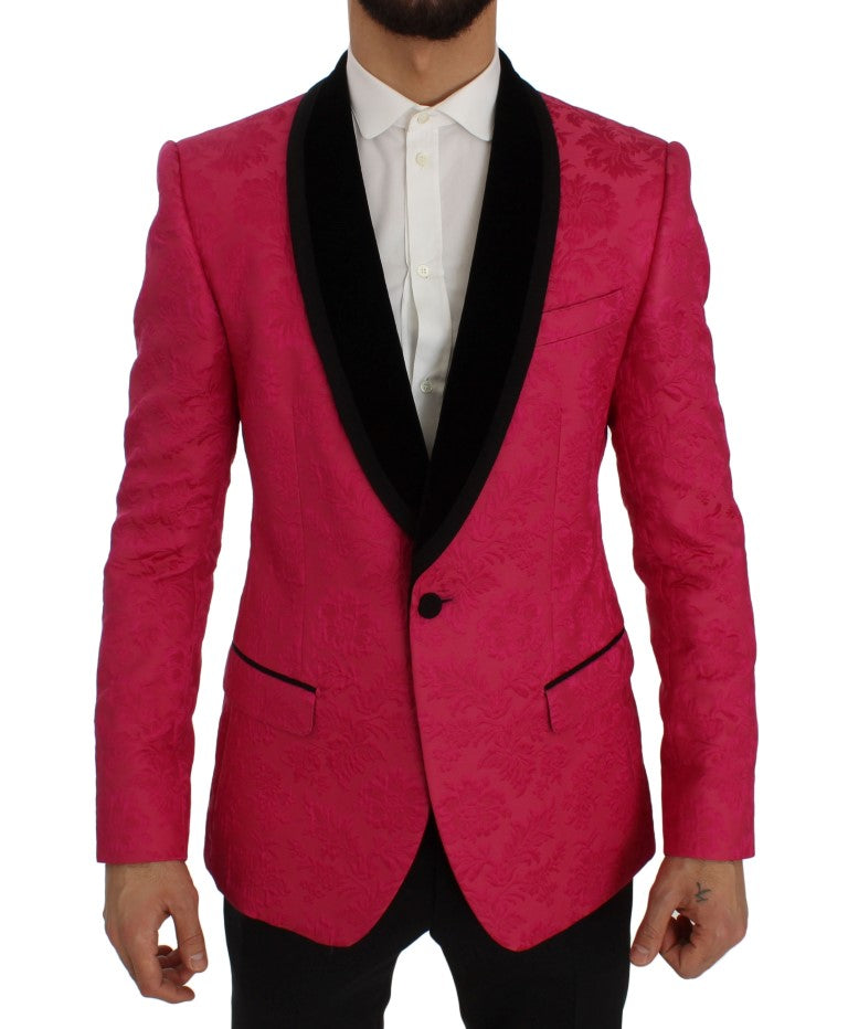Dolce & Gabbana Pink Floral Brocade Slim Blazer Jacket Dolce & Gabbana