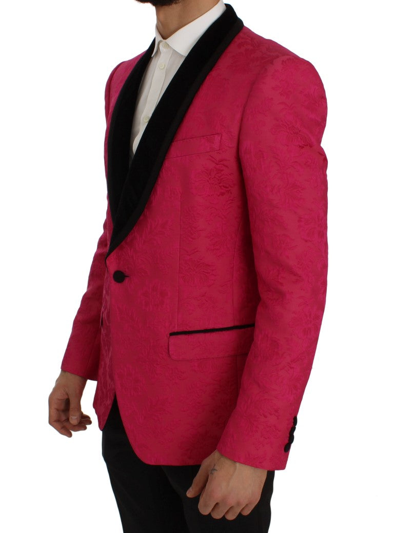 Dolce & Gabbana Pink Floral Brocade Slim Blazer Jacket Dolce & Gabbana