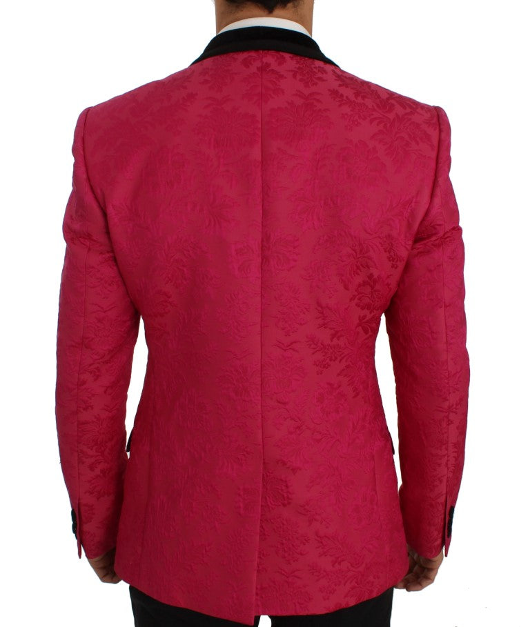 Dolce & Gabbana Pink Floral Brocade Slim Blazer Jacket Dolce & Gabbana