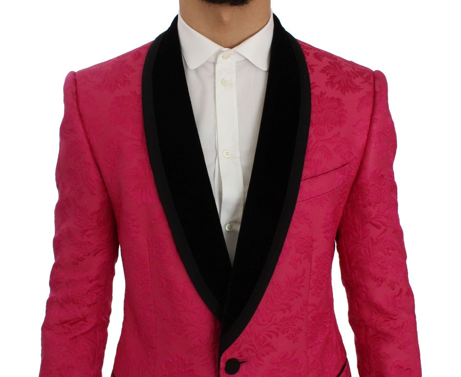 Dolce & Gabbana Pink Floral Brocade Slim Blazer Jacket Dolce & Gabbana