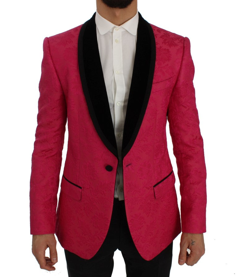 Dolce & Gabbana Pink Floral Brocade Slim Blazer Jacket Dolce & Gabbana