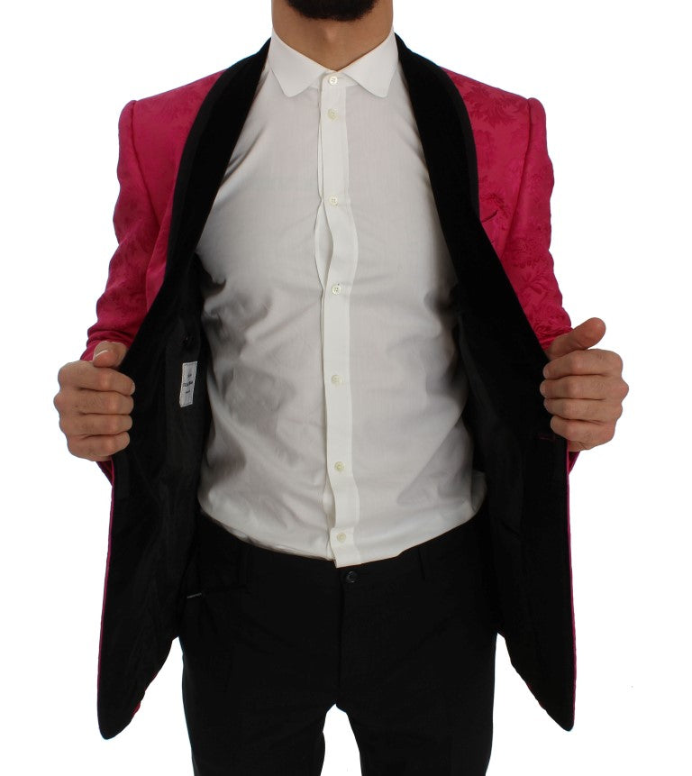 Dolce & Gabbana Pink Floral Brocade Slim Blazer Jacket Dolce & Gabbana