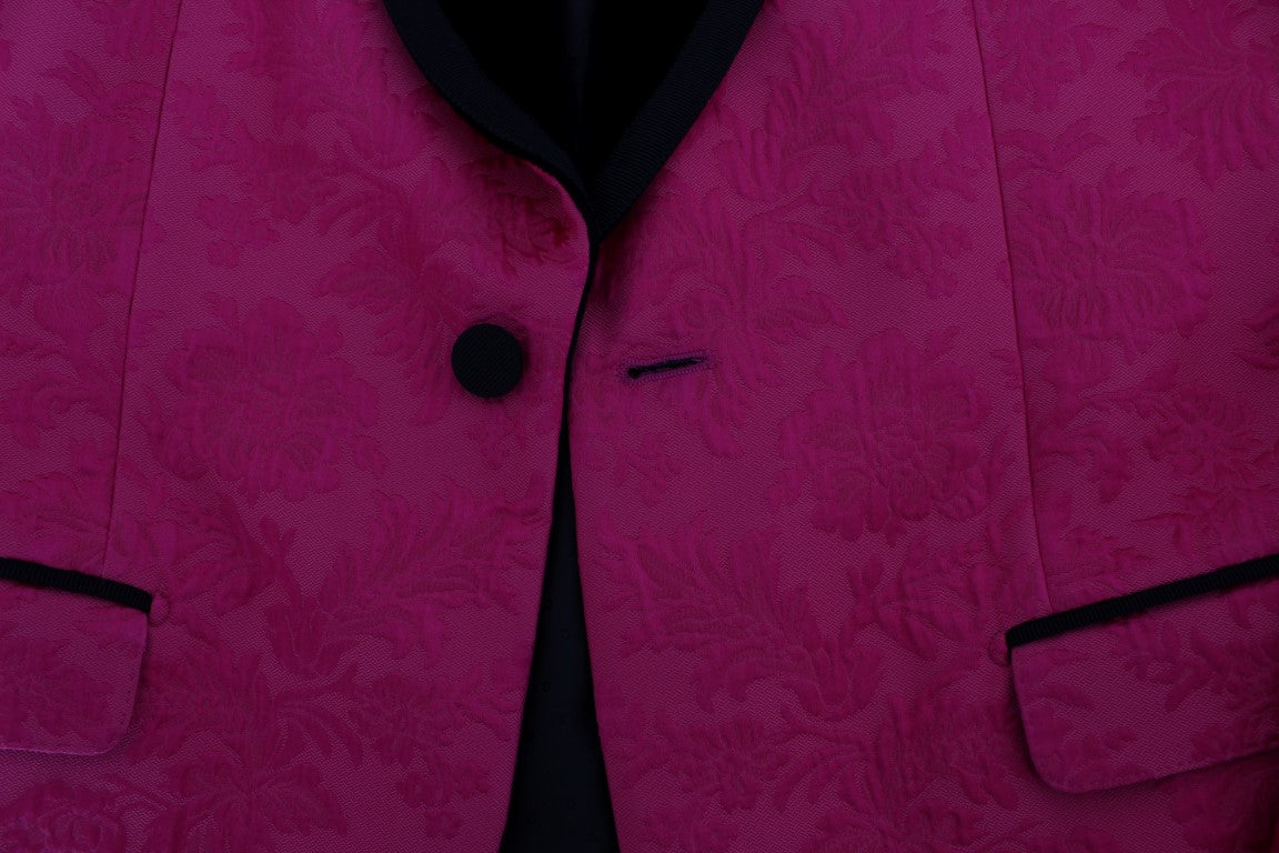 Dolce & Gabbana Pink Floral Brocade Slim Blazer Jacket Dolce & Gabbana