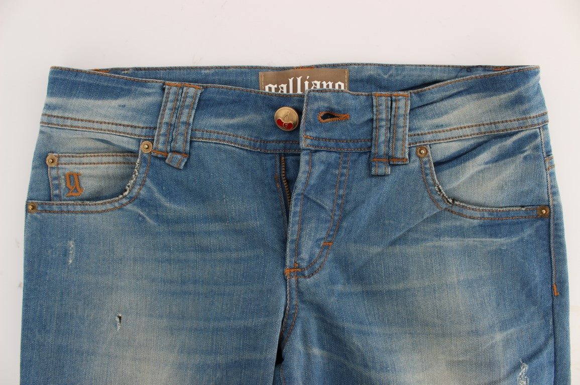 John Galliano Blue Wash Cotton Blend Slim Fit Jeans John Galliano