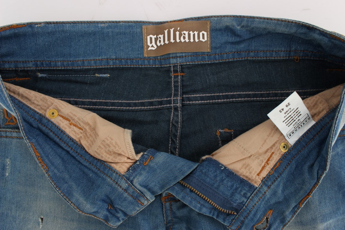 John Galliano Blue Wash Cotton Blend Slim Fit Jeans John Galliano