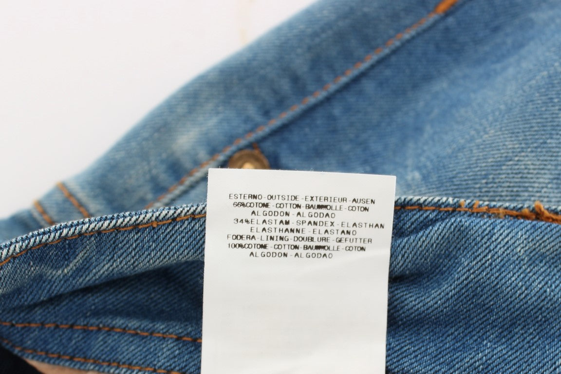 John Galliano Blue Wash Cotton Blend Slim Fit Jeans John Galliano