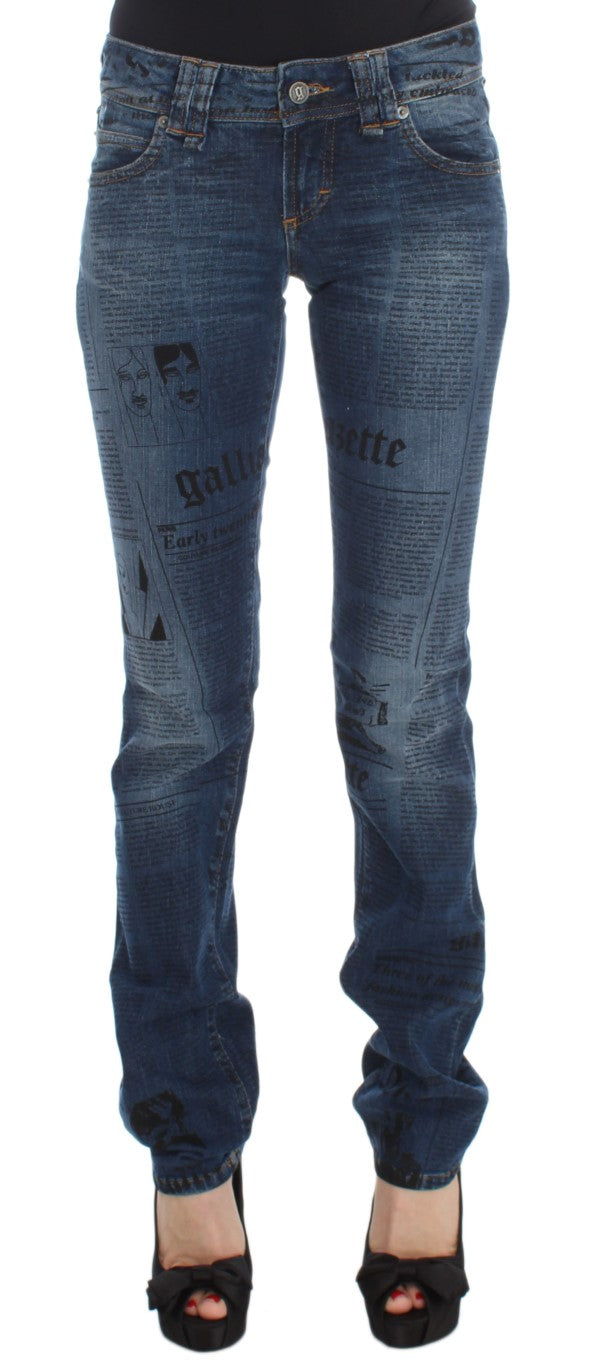 John Galliano Blue Wash Cotton Blend Slim Fit Bootcut Jeans John Galliano