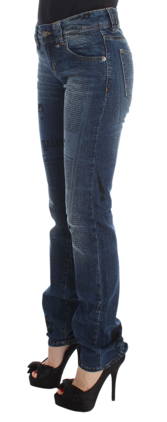 John Galliano Blue Wash Cotton Blend Slim Fit Bootcut Jeans John Galliano