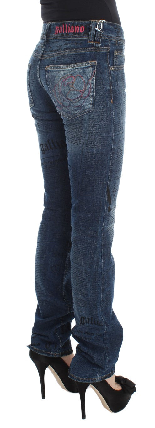 John Galliano Blue Wash Cotton Blend Slim Fit Bootcut Jeans John Galliano
