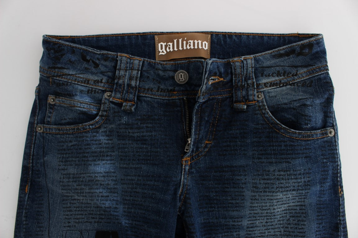 John Galliano Blue Wash Cotton Blend Slim Fit Bootcut Jeans John Galliano
