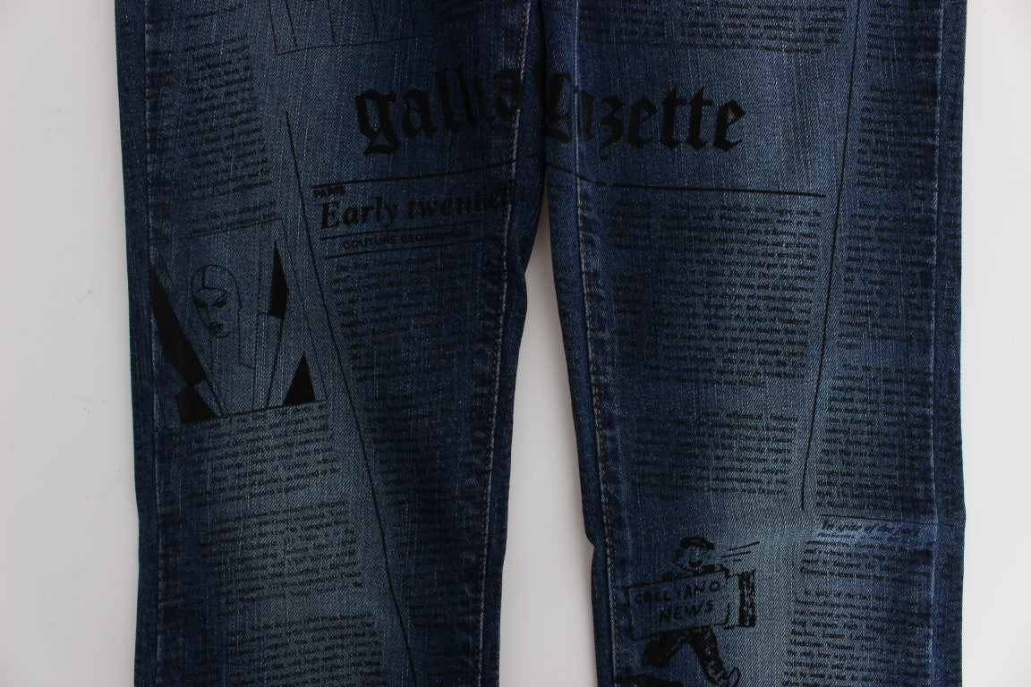 John Galliano Blue Wash Cotton Blend Slim Fit Bootcut Jeans John Galliano