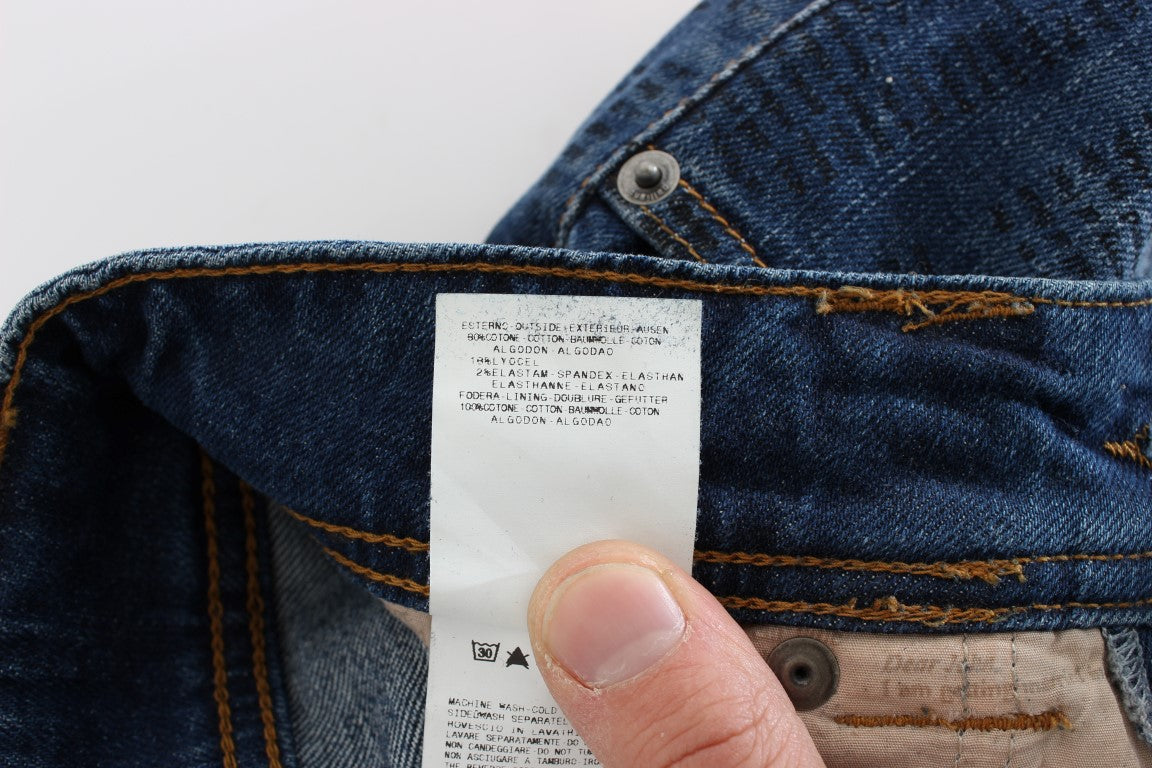 John Galliano Blue Wash Cotton Blend Slim Fit Bootcut Jeans John Galliano