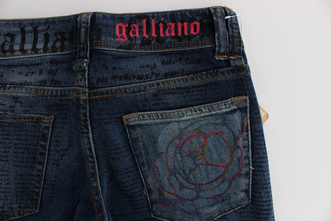 John Galliano Blue Wash Cotton Blend Slim Fit Bootcut Jeans John Galliano