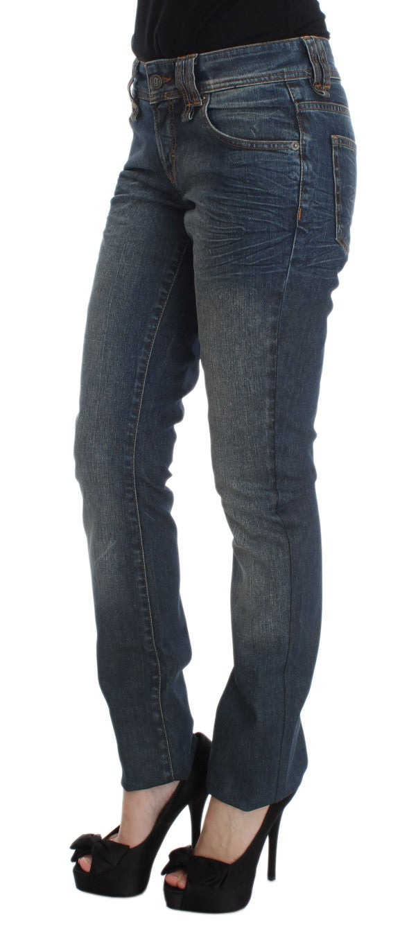 John Galliano Blue Wash Cotton Blend Slim Fit Jeans John Galliano