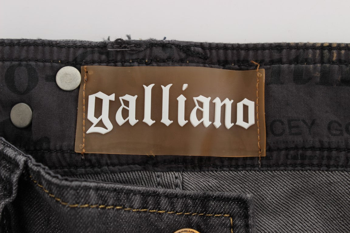 John Galliano Gray Wash Cotton Blend Slim Fit Stretch Jeans John Galliano