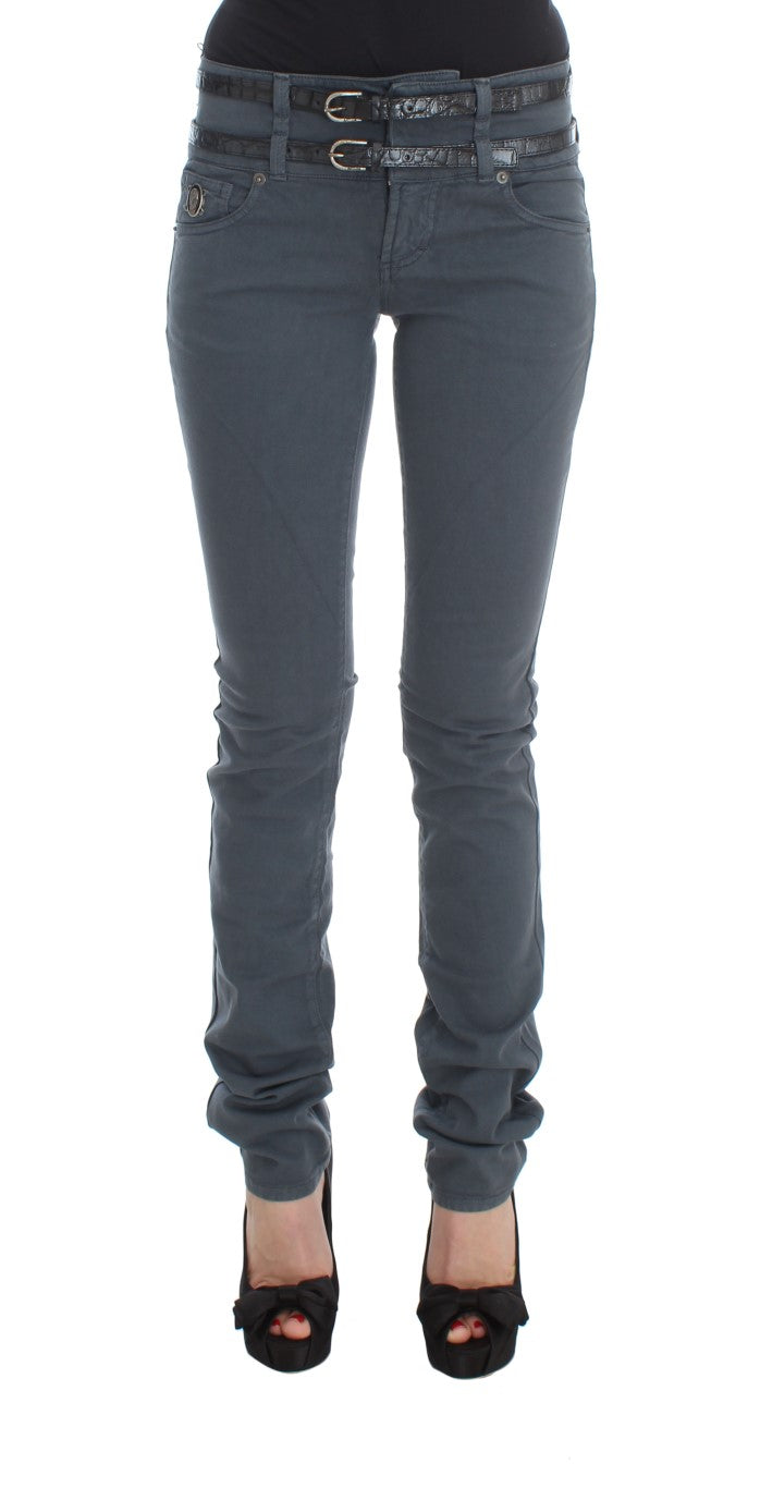 John Galliano Blue Cotton Blend Slim Fit High Waist Jeans John Galliano