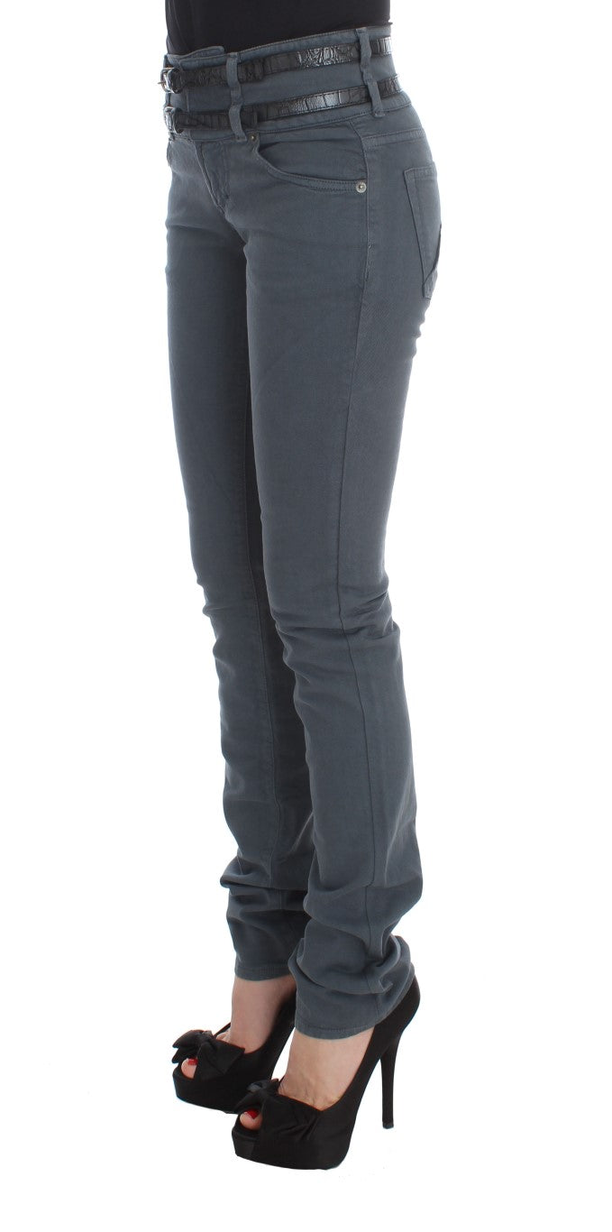 John Galliano Blue Cotton Blend Slim Fit High Waist Jeans John Galliano