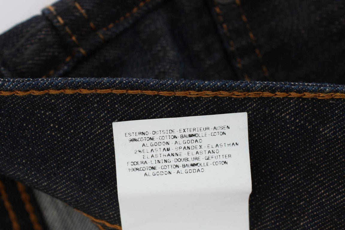 John Galliano Blue Wash Cotton Blend Slim Fit Bootcut Jeans John Galliano