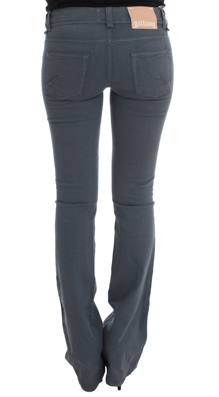 John Galliano Blue Cotton Blend Slim Fit Bootcut Jeans John Galliano