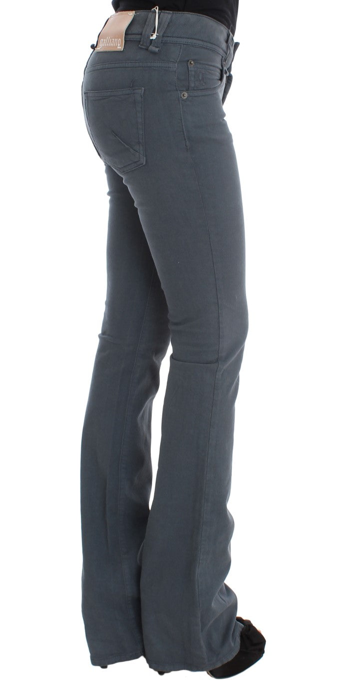 John Galliano Blue Cotton Blend Slim Fit Bootcut Jeans John Galliano