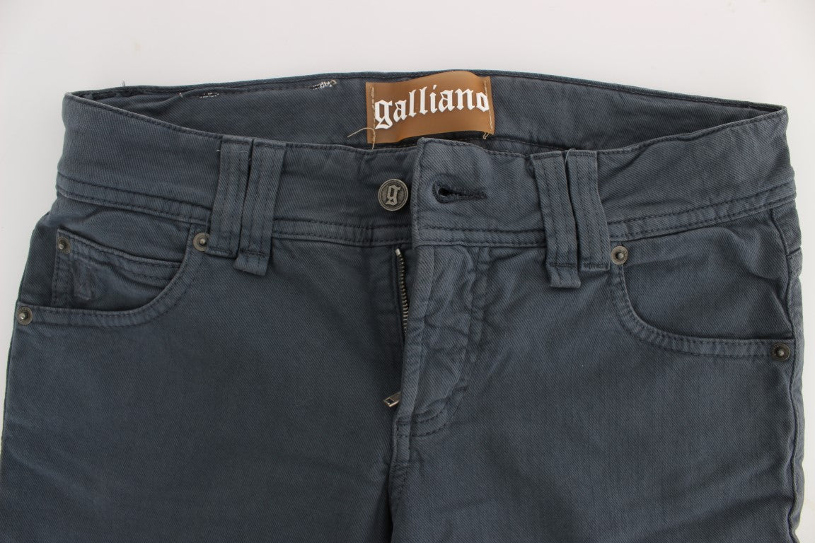 John Galliano Blue Cotton Blend Slim Fit Bootcut Jeans John Galliano