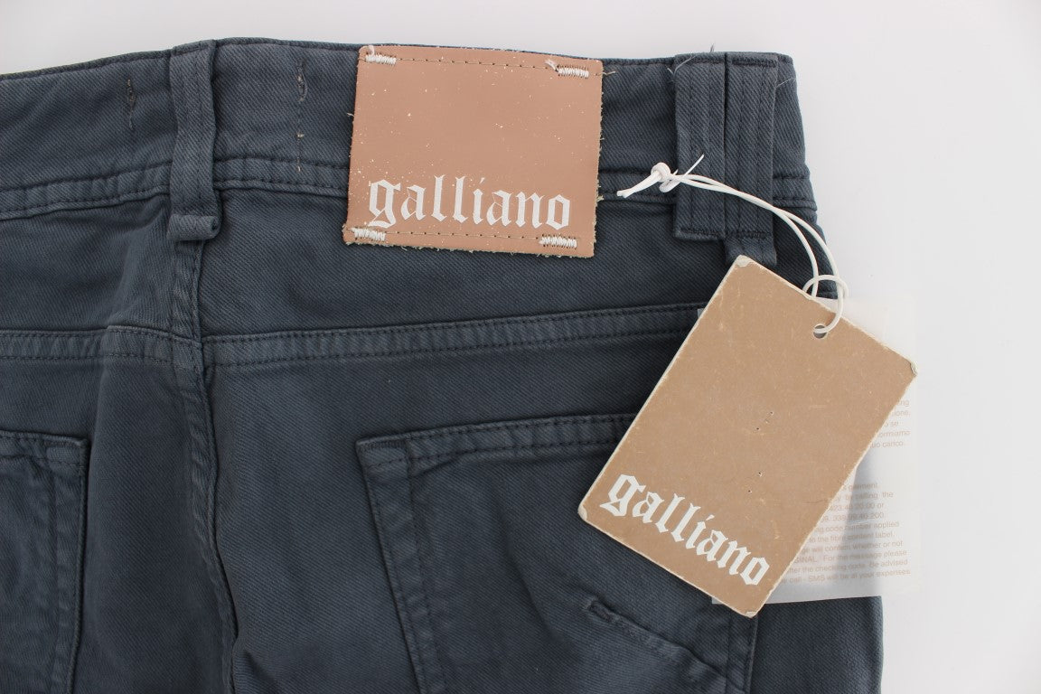 John Galliano Blue Cotton Blend Slim Fit Bootcut Jeans John Galliano