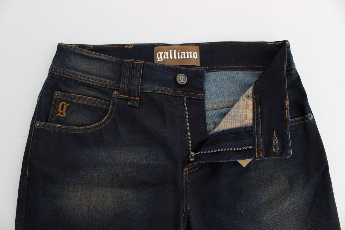 John Galliano Blue Wash Cotton Blend Boyfriend Fit Jeans John Galliano