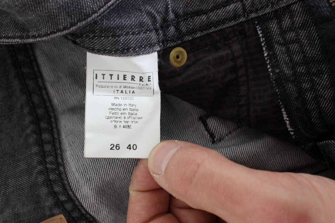 John Galliano Gray Wash Cotton Torn Straight Fit Jeans John Galliano