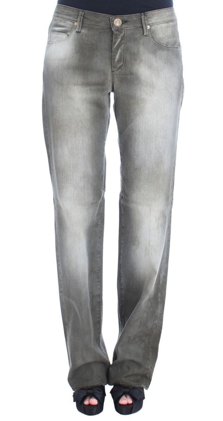 Ermanno Scervino Gray Cotton Blend Loose Fit Boyfriend Jeans Ermanno Scervino