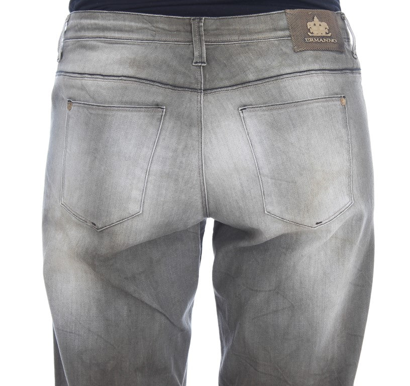 Ermanno Scervino Gray Cotton Blend Loose Fit Boyfriend Jeans Ermanno Scervino