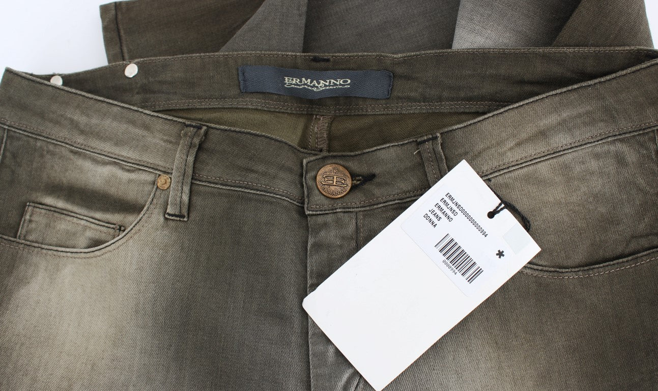 Ermanno Scervino Gray Cotton Blend Loose Fit Boyfriend Jeans Ermanno Scervino