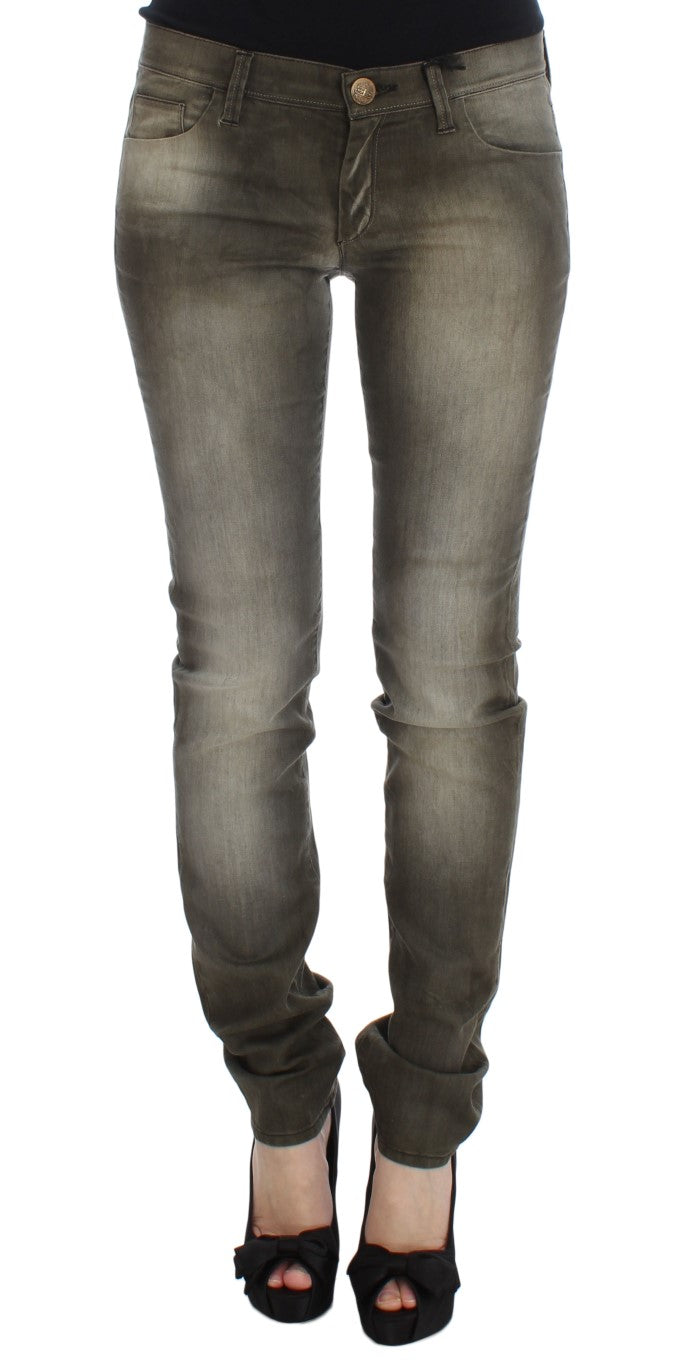 Ermanno Scervino Gray Wash Cotton Blend Slim Fit Jeans Ermanno Scervino
