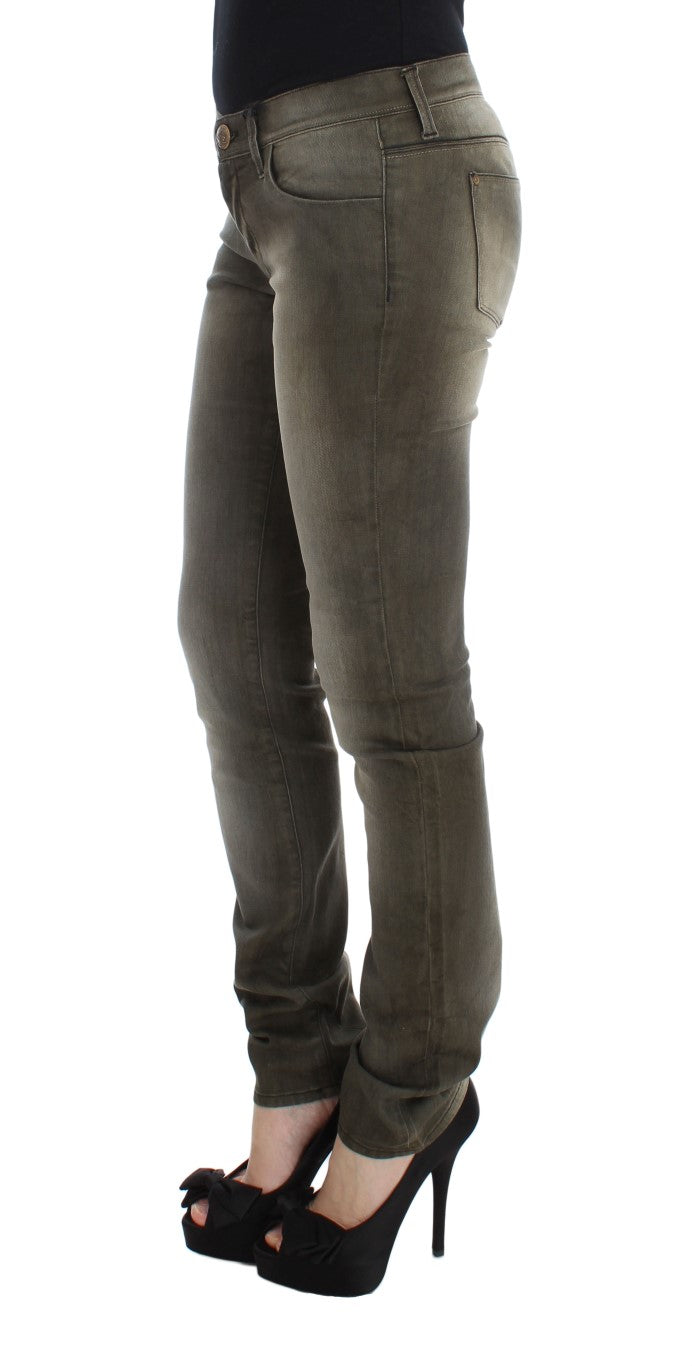 Ermanno Scervino Gray Wash Cotton Blend Slim Fit Jeans Ermanno Scervino