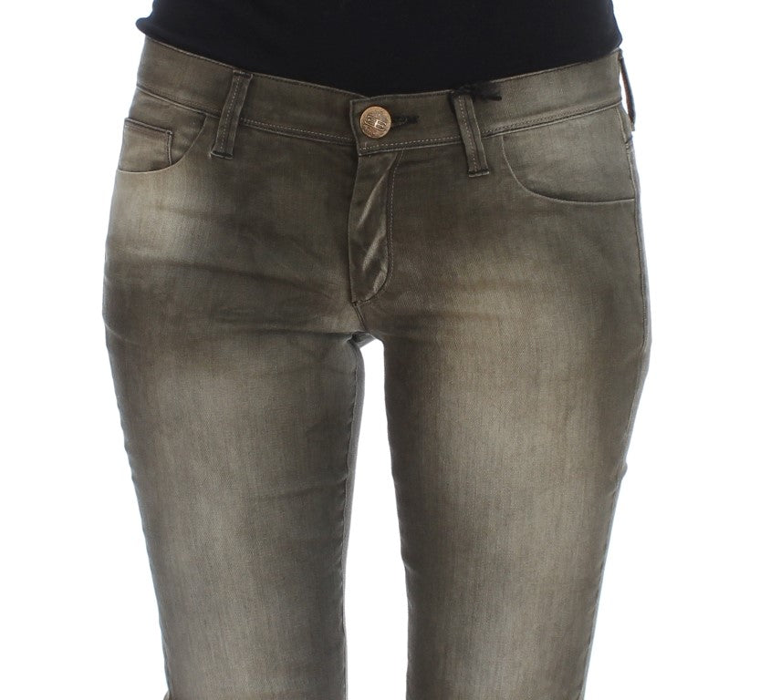 Ermanno Scervino Gray Wash Cotton Blend Slim Fit Jeans Ermanno Scervino