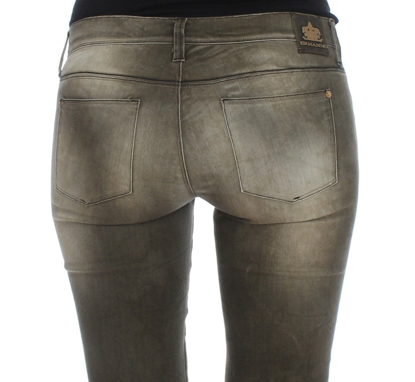 Ermanno Scervino Gray Wash Cotton Blend Slim Fit Jeans Ermanno Scervino