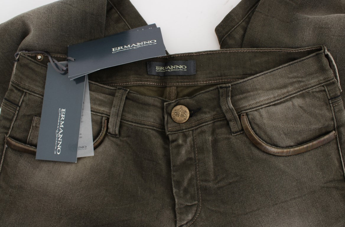 Ermanno Scervino Gray Wash Cotton Blend Slim Fit Jeans Ermanno Scervino