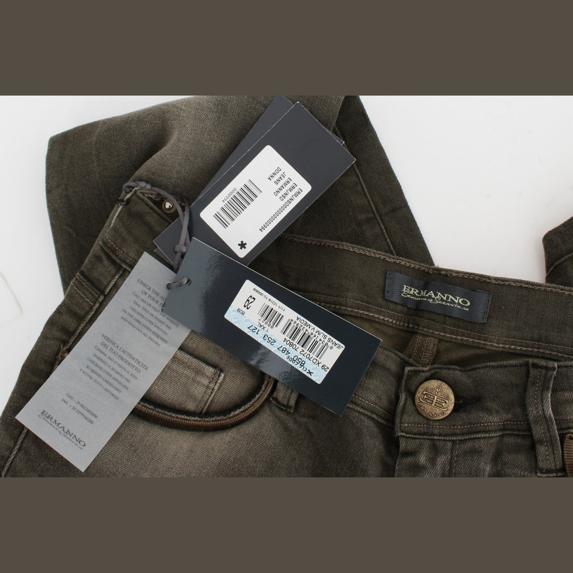 Ermanno Scervino Gray Wash Cotton Blend Slim Fit Jeans