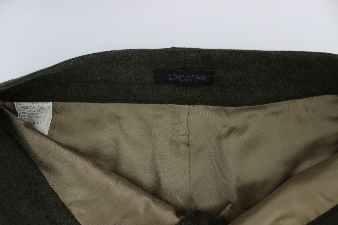 Ermanno Scervino Green Wool Blend Loose Fit Cargo Pants Ermanno Scervino