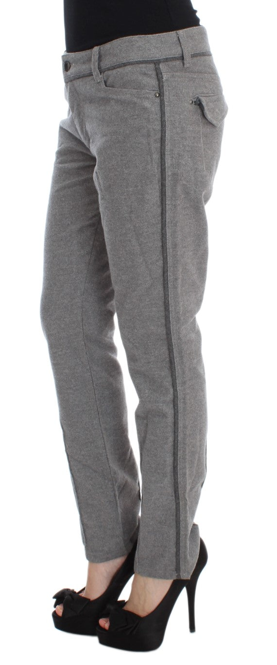 Ermanno Scervino Gray Cotton Straight Fit Casual Pants Ermanno Scervino