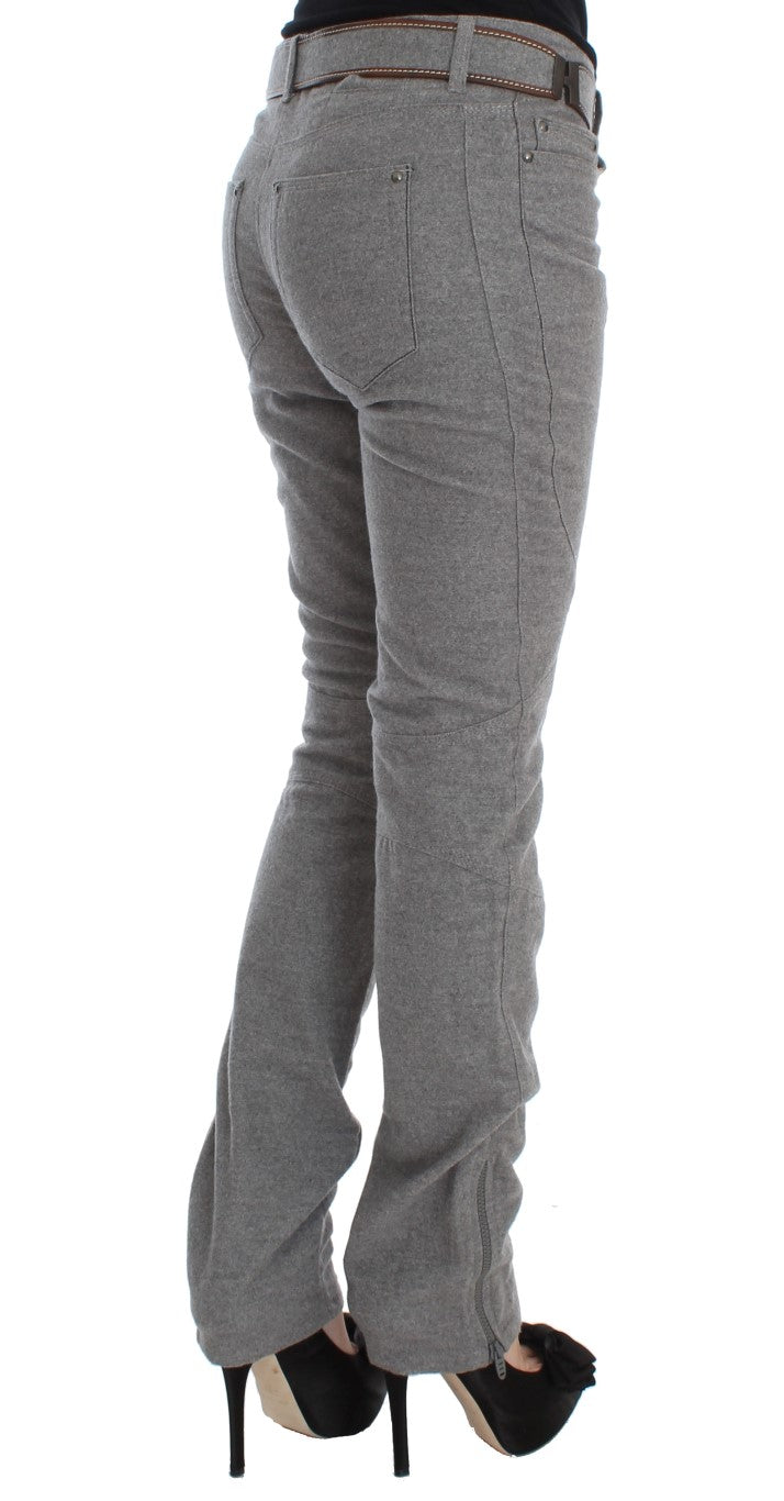 Ermanno Scervino Gray Cotton Slim Fit Casual Bootcut Pants Ermanno Scervino