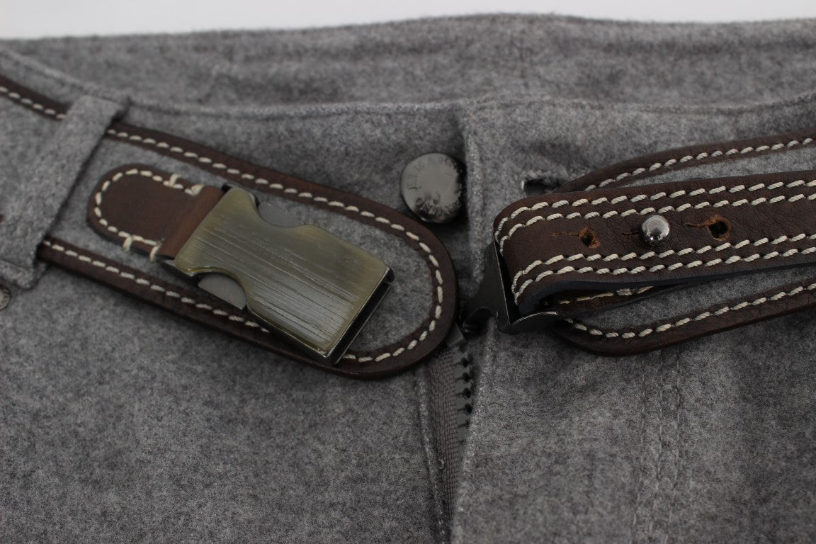 Ermanno Scervino Gray Cotton Slim Fit Casual Bootcut Pants Ermanno Scervino