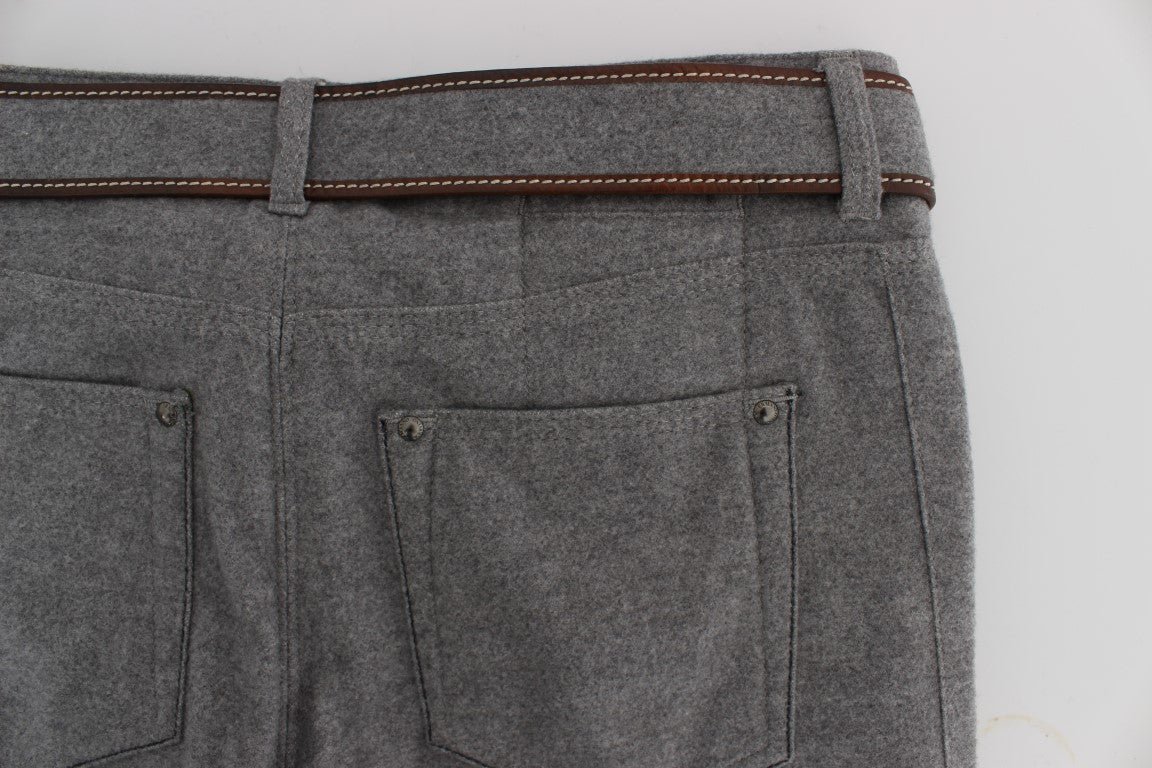Ermanno Scervino Gray Cotton Slim Fit Casual Bootcut Pants Ermanno Scervino